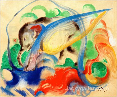 Mythical Creature (Grey Elephant) by Franz Marc paintings reproduction